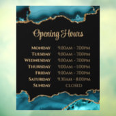 Blauwgroen Gold Agate-openingstijden Venster Cling Raamsticker (Vel 3)