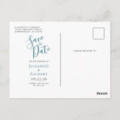 Blauwgroen Gold Agate Photo Save the Date Briefkaart (Achterkant)