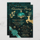 Blauwgroen & Gold Bauble & Ribbon-kerstfeest Kaart (Voorkant / Achterkant)