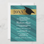 Blauwgroen Gold Black Graduation Party Magnetische Uitnodiging (Voorkant)