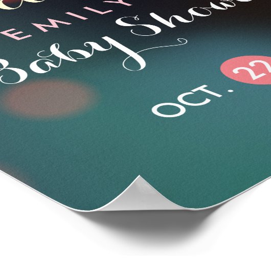 Blauwgroen Gold Bokeh Licht Baby shower Welkomstte Poster (Hoek)