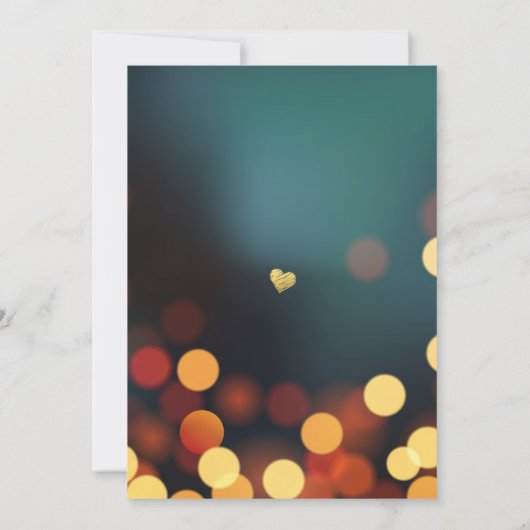 Blauwgroen Gold Bokeh Lights Lunch Bubble Vrijgeze Kaart (Achterkant)