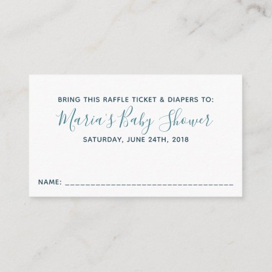 Blauwgroen Gold Boy Baby shower Luier Raffle Ticke Informatiekaartje (Achterkant)