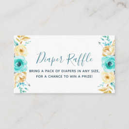 Blauwgroen Gold Boy Baby shower Luier Raffle Ticke Informatiekaartje