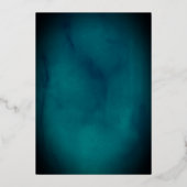 Blauwgroen Gold Calligraphy Script Wedding Folie Uitnodiging (Achterkant)