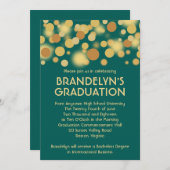 Blauwgroen Gold Celebration Afstuderen kondiging Kaart (Voorkant / Achterkant)