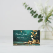 Blauwgroen Gold Coins Finance en Accountancy Servi Visitekaartje (Staand voorkant)