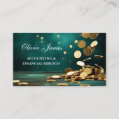 Blauwgroen Gold Coins Finance en Accountancy Servi Visitekaartje (Voorkant)