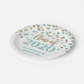 Blauwgroen Gold Confetti Afstuderen 2020 Papieren Bordje (Gekanteld)