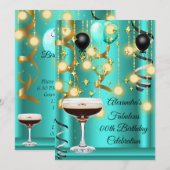 Blauwgroen Gold Espresso Martini Cocktail Party In Save The Date (Voorkant / Achterkant)