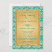 Blauwgroen, Gold FAUX Glitter Baby shower nodigt u Kaart (Voorkant)
