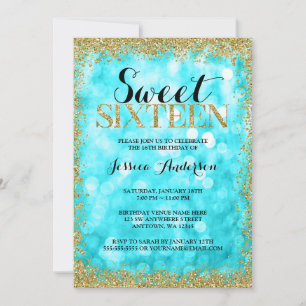 Blauwgroen Gold Faux Glitter Lights 16 oktober Kaart