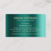 Blauwgroen Gold Glam Notional Loan Signing Agent Visitekaartje (Achterkant)