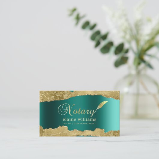 Blauwgroen Gold Glam Notional Loan Signing Agent Visitekaartje (Staand voorkant)