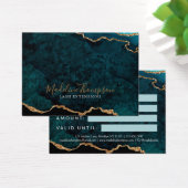 Blauwgroen Gold Glitter Agaat Zakelijk Cadeaubon Visitekaartje (Bureau)