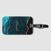 Blauwgroen Gold Glitter Agate - Aangepast Bagagelabel (Voorkant (horizontaal))