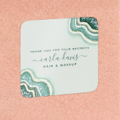 Blauwgroen Gold Glitter Agate Geode Business Harte Vierkante Sticker