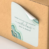 Blauwgroen Gold Glitter Agate Geode Business Harte Vierkante Sticker