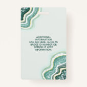 Blauwgroen Gold Glitter Agate Geode Luxe ID-kaart Badge (Achterkant)