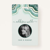 Blauwgroen Gold Glitter Agate Geode Luxe ID-kaart Badge (Voorkant)