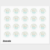 Blauwgroen Gold Glitter Confetti Afstuderen 2022 Ronde Sticker (Vel)