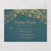 Blauwgroen Gold Glitter String Lights Quinceañera  Briefkaart (Voorkant)