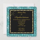 Blauwgroen Gold High Heels Glitter Birthday Black Kaart (Achterkant)