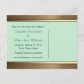 Blauwgroen Gold Lace Border Save the Date Briefkaa Aankondigingskaart (Achterkant)