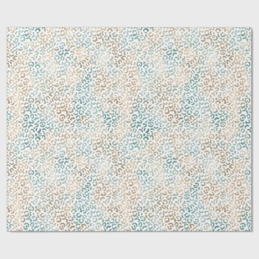 Blauwgroen Gold Leopard-printer Cadeaupapier (Vlak)