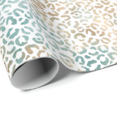 Blauwgroen Gold Leopard-printer Cadeaupapier (Rol Hoek)