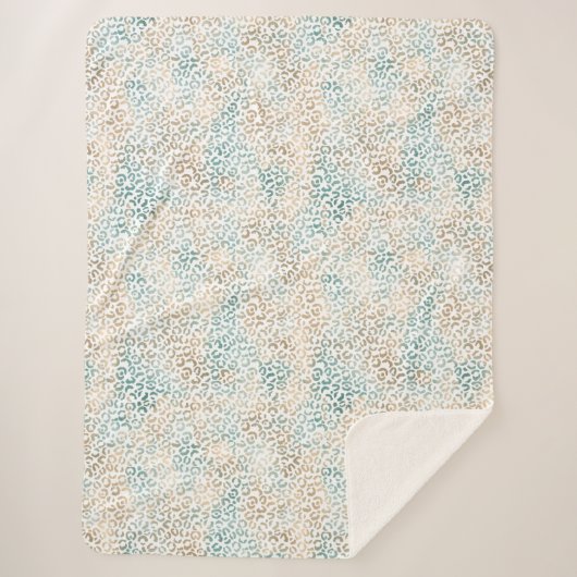 Blauwgroen Gold Leopard-printer Sherpa Deken (Voorkant)