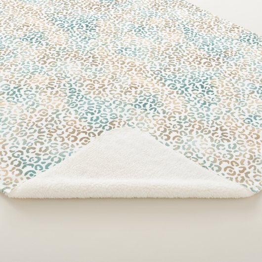 Blauwgroen Gold Leopard-printer Sherpa Deken (3/4)