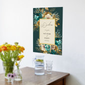 Blauwgroen Gold Luxe Bloemenbruiloft Welkom Folie Afdrukken (Laag (Keuken))