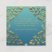 Blauwgroen Gold Luxury Glam Elegant Calligraphy Sc Vierkante Visitekaartje (Achterkant)