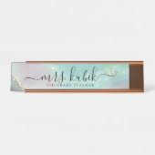 Blauwgroen & Gold Marble Persoonlijke Desk Name Bo Bureau Naambordje (Voorkant)