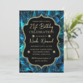 Blauwgroen & Gold Midnight Crystal Galaxy 21st Bir Kaart (Staand voorkant)