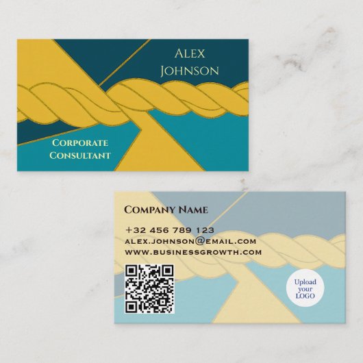 Blauwgroen Gold Modern Corporate Consultant Gold R Visitekaartje (Voorkant / Achterkant)