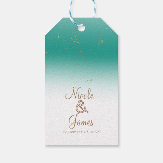 Blauwgroen & Gold Modern Glam VRIJGEZELLENFEEST El Cadeaulabel (Achterkant)