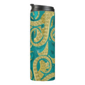 Blauwgroen Gold Octopus Thermal Tumbler Thermosbeker (Geroteerd rechts)