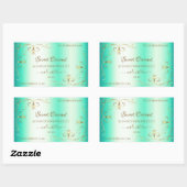 Blauwgroen Gold  Ornamenten Productlabels Rechthoekige Sticker (Vel)
