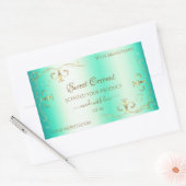Blauwgroen Gold  Ornamenten Productlabels Rechthoekige Sticker (Envelop)