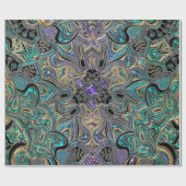 Blauwgroen Gold Paars Mandala Cadeaupapier (Vlak)