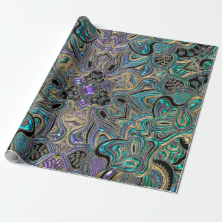 Blauwgroen Gold Paars Mandala Cadeaupapier