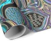 Blauwgroen Gold Paars Mandala Cadeaupapier (Rol Hoek)
