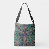 Blauwgroen Gold Paars Mandala Crossbody Tas (Voorkant)