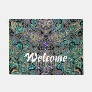 Blauwgroen Gold Paars Mandala Deurmat