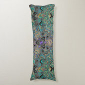 Blauwgroen Gold Paars Mandala Lichaamskussen (Voorkant Verticaal)