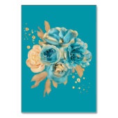 Blauwgroen Gold Peony Geometrisch Glitter Tafelnum Kaart (Achterkant)