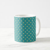 Blauwgroen Gold Polka Dot Pattern Coffee Mok (Voorkant rechts)