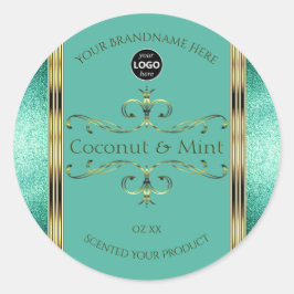 Blauwgroen Gold Product Labels Glitter-grenzen met